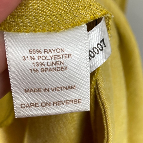 New York & Co x Eva Mendes yellow linen blend shirt dress Medium - Picture 8 of 15